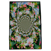 Mooie retro roze rode rozen waterverf bloemenmolen medium cadeauzakje (Voorkant)