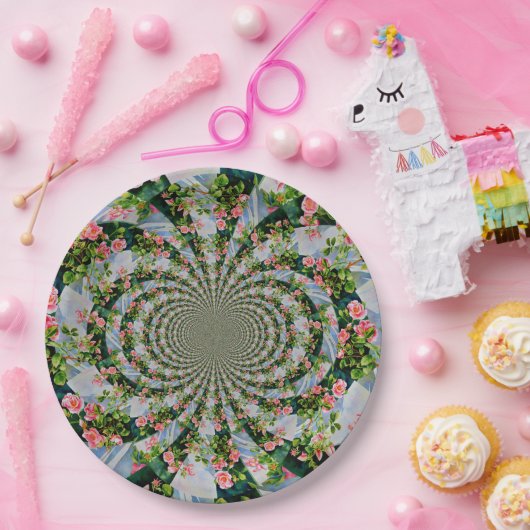 Mooie retro roze rode rozen waterverf bloemenmolen papieren bordje (Feest)