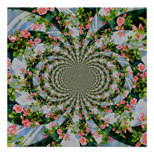 Mooie retro roze rode rozen waterverf bloemenmolen poster