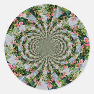 Mooie retro roze rode rozen waterverf bloemenmolen ronde sticker