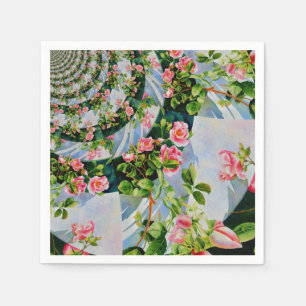 Mooie retro roze rode rozen waterverf bloemenmolen servetten