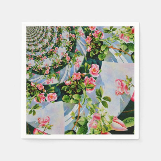 Mooie retro roze rode rozen waterverf bloemenmolen servetten (Voorkant)