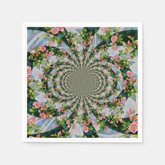 Mooie retro roze rode rozen waterverf bloemenmolen servetten (Voorkant)