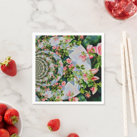 Mooie retro roze rode rozen waterverf bloemenmolen servetten (Insitu)