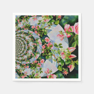 Mooie retro roze rode rozen waterverf bloemenmolen servetten