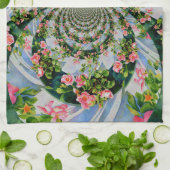 Mooie retro roze rode rozen waterverf bloemenmolen theedoek (Gevouwen)