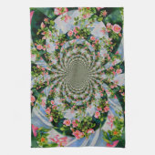 Mooie retro roze rode rozen waterverf bloemenmolen theedoek (Verticaal)