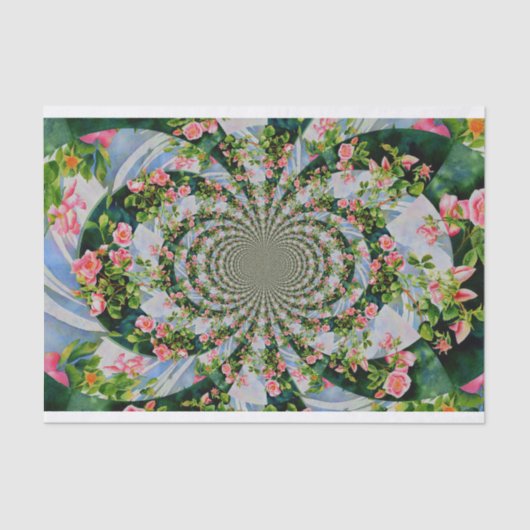 Mooie retro roze rode rozen waterverf bloemenmolen tissuepapier (Voorkant)