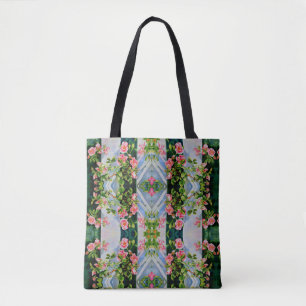 Mooie retro roze rode rozen waterverf bloemenmolen tote bag