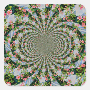 Mooie retro roze rode rozen waterverf bloemenmolen vierkante sticker