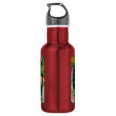 Mooie retro roze rode rozen waterverf bloemenmolen waterfles  (Achterkant)