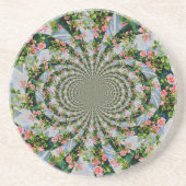 Mooie retro roze rode rozen waterverf bloemenmolen zandsteen onderzetter (Voorkant)