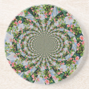 Mooie retro roze rode rozen waterverf bloemenmolen zandsteen onderzetter