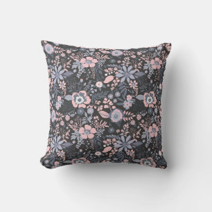 Mooie retro stijl blauwe pastel bloempatroon kussen