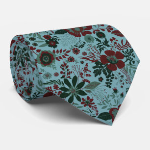 Mooie retro stijl blauwe pastelkleurige bloempatro stropdas