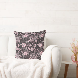 Mooie retro stijl roze pastel bloemenpatroon kussen
