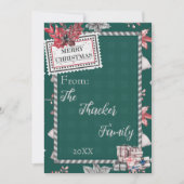 Mooie Retro Vintage Groene Kerstkaart (Voorkant)