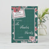 Mooie Retro Vintage Groene Kerstkaart (Staand voorkant)