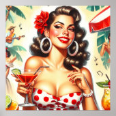 Mooie Retro Vrouw Illustratie Poster (Voorkant)