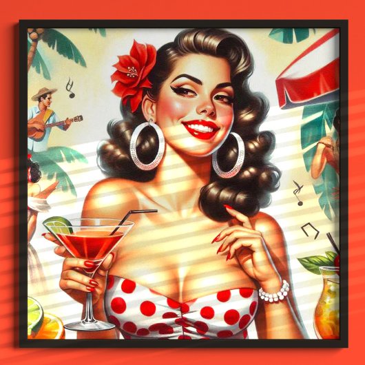 Mooie Retro Vrouw Illustratie Poster