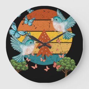 Mooie Retro Wandklok Kleurrijke Vintage Kunst