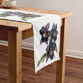 Mooie retro waterverf zwarte orchideeën korte tafelloper