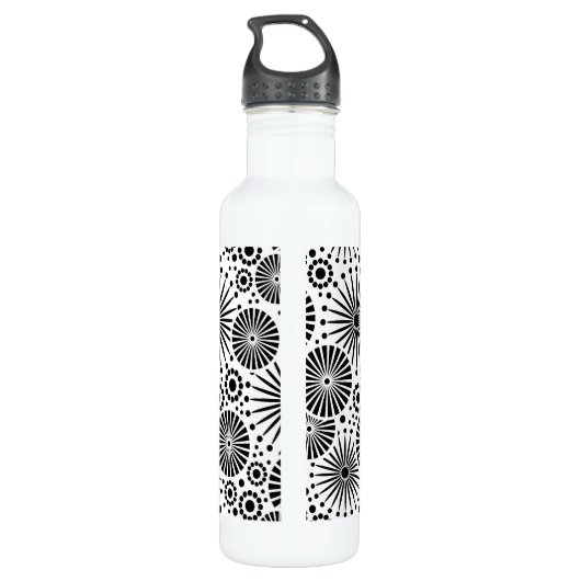 Mooie retro zwart en wit waterfles (Achterkant)