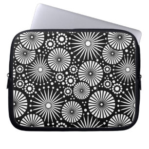 Mooie retro zwart-wit laptophoes laptop sleeve
