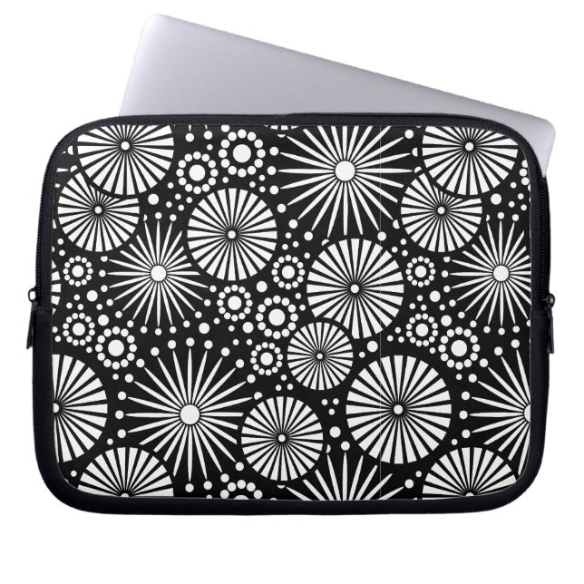 Mooie retro zwart-wit laptophoes laptop sleeve (Voorkant)