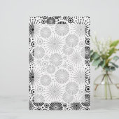 Mooie retro zwarte en witte feestjes briefpapier (Staand voorkant)