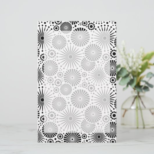 Mooie retro zwarte en witte feestjes briefpapier (Staand voorkant)