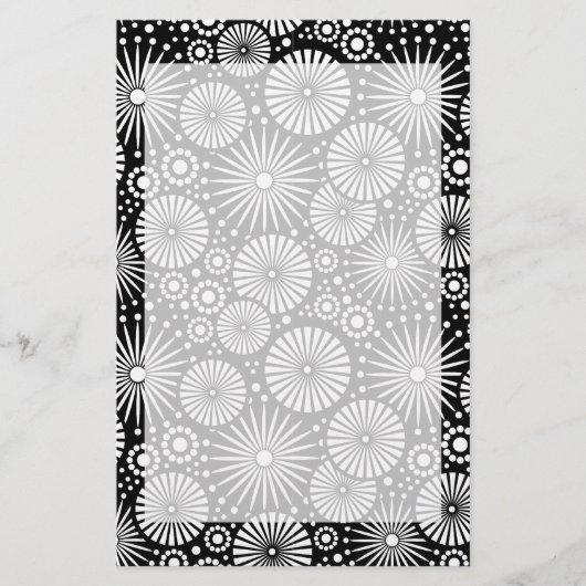 Mooie retro zwarte en witte feestjes briefpapier (Voorkant)