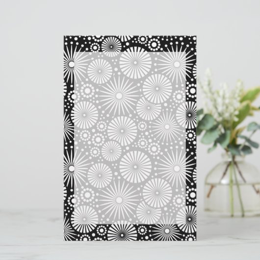 Mooie retro zwarte en witte feestjes briefpapier (Staand voorkant)