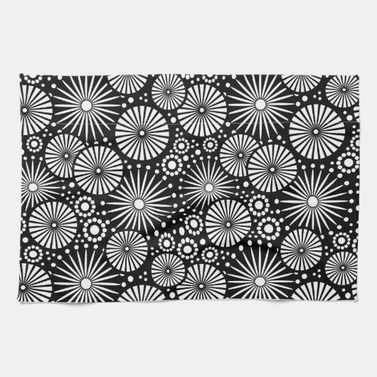 Mooie retro zwarte en witte handdoek (Horizontaal)