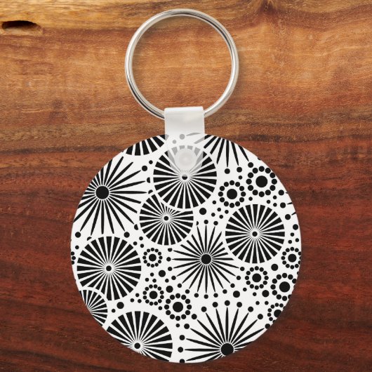 Mooie retro zwarte en witte Sleutelhanger (Voorkant)