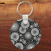 Mooie retro zwarte en witte Sleutelhanger (Voorkant)