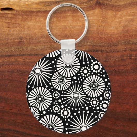 Mooie retro zwarte en witte Sleutelhanger (Voorkant)