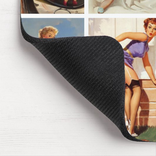 Mooie  RetroPinUp-meisje 8 foto Muismat (Hoek)