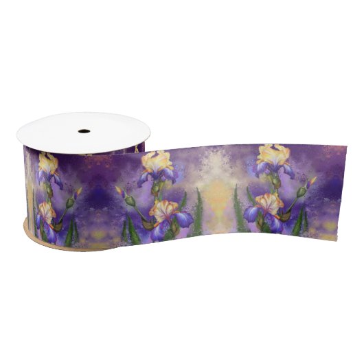 Mooie ribbon Purple Flowers - Schilderen Satijnen Lint (Spoel)