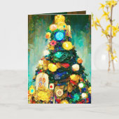 Mooie, rijk ogende kerstkaart in Klimt-stijl Kaart (Gele Bloem)