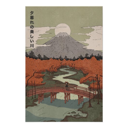 Mooie rivier bij schemering perfect poster (Voorkant)