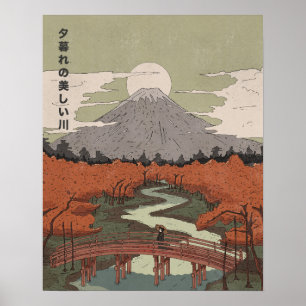 Mooie rivier bij schemering poster