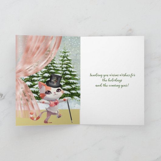 Mooie Rockefeller Plaza en Tappin’ Tabby Cat Feestdagen Kaart (Binnen)