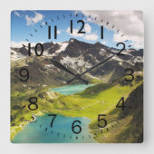 Mooie Rocky Mountain en Streams scène Vierkante Klok (Voorkant)