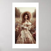 Mooie Rococo-vrouw in veld Poster (Voorkant)