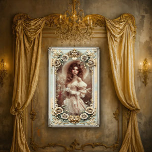 Mooie Rococo-vrouw in veld Poster