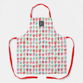 Mooie rode Aardbei Monogram Patroon Schort (Voorkant)