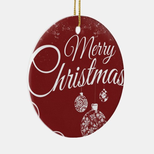 Mooie rode achtergrond met kerstdecoraties keramisch ornament (Rechts)