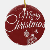 Mooie rode achtergrond met kerstdecoraties keramisch ornament (Voorkant)