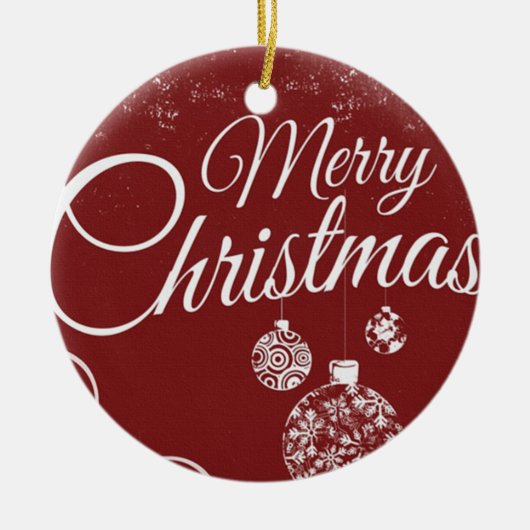 Mooie rode achtergrond met kerstdecoraties keramisch ornament (Voorkant)